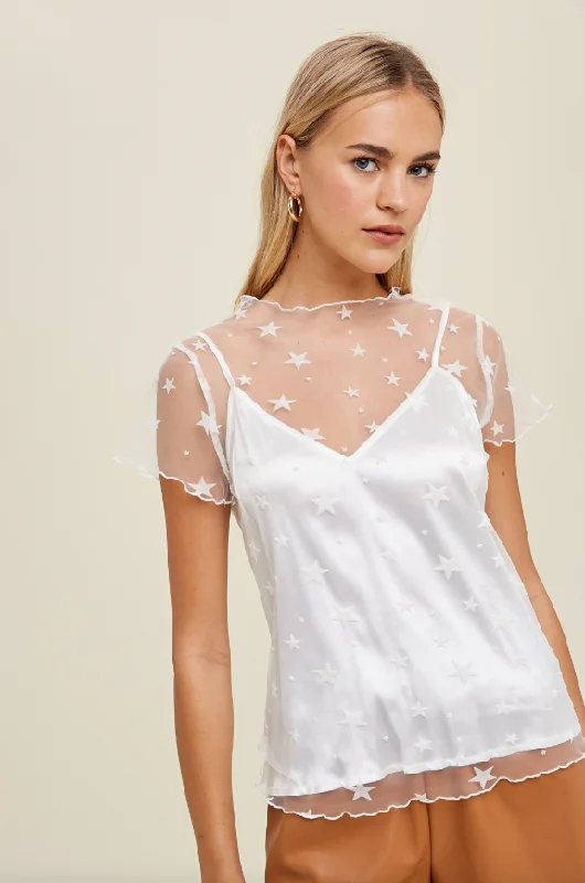 Clearance Sale Aria Velvet Star Lace Top - Final Sale 50% off in cart
