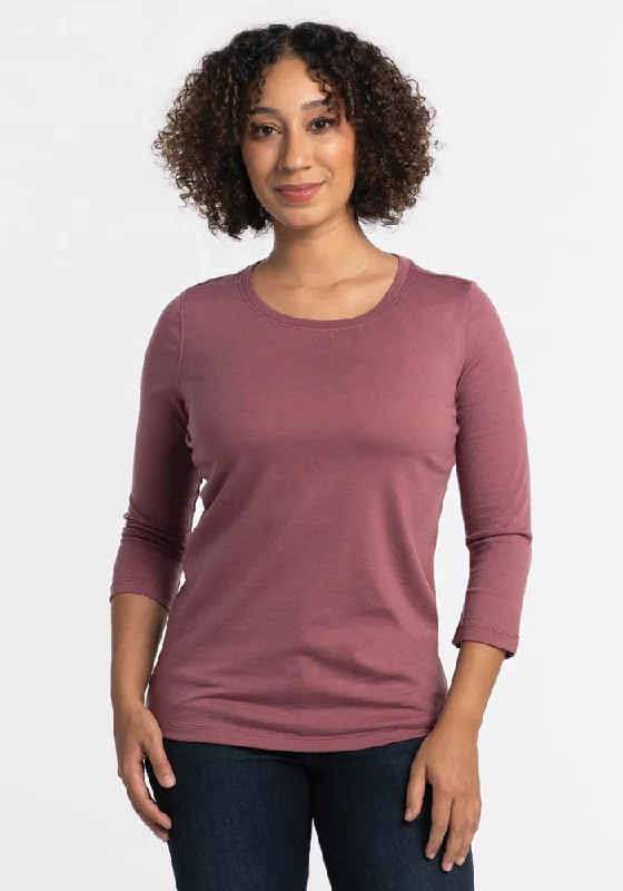 Weekend Shopping Extravaganza Jenny 3/4 Sleeve Crew Neck - Wild Ginger