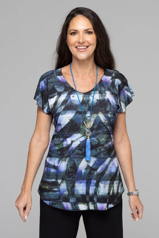 Weekend Savings Bonanza Midnight Print Short Sleeve Jersey Top