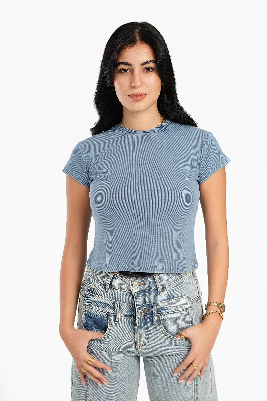 Weekend Bargains Await You Ribbed Short Sleeves Top