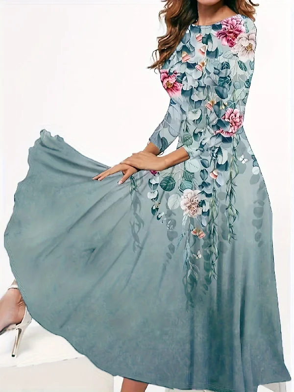 Weekend Deals You Can't Resist Sixsr Vintage Floral Print Dress, Elegant Crew Neck Long Sleeve Dress, Women's Clothing Weekend Deals You Can't Resist Sixsr Vintage Floral Print Dress, Elegant Crew Neck Long Sleeve Dress, Women's Clothing