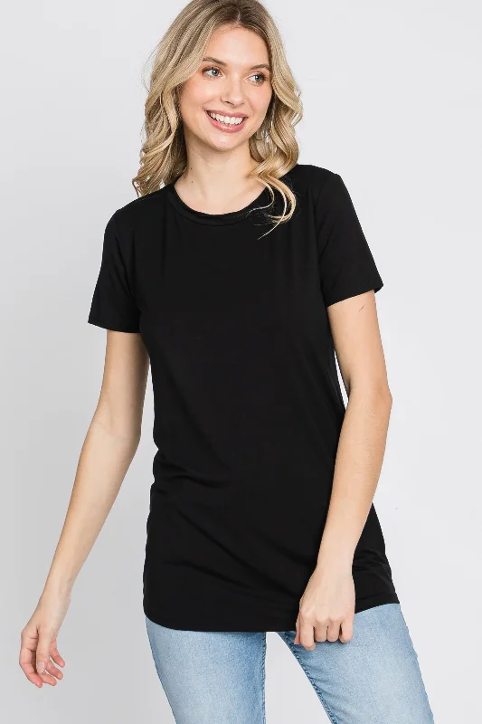 Quick Sale Black Basic Short Sleeve Top