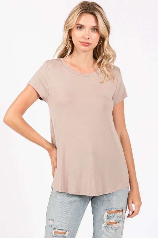 Weekend Discounts to Grab Mocha Basic Short Sleeve Top