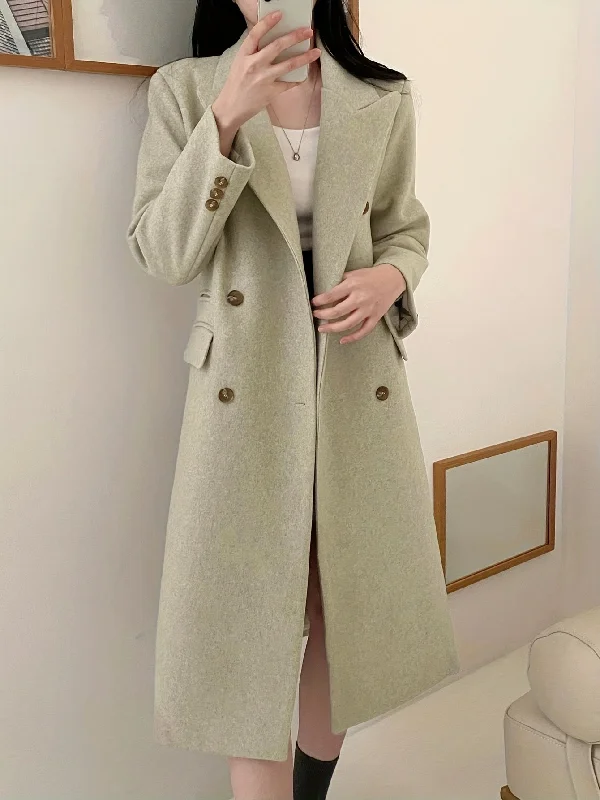 Weekend Savings Spree Sixsr Solid Color Double-breasted Coat, Casual Long Sleeve Lapel Coat For Fall & Winter, Women's Clothing Weekend Savings Spree Sixsr Solid Color Double-breasted Coat, Casual Long Sleeve Lapel Coat For Fall & Winter, Women's Clothing