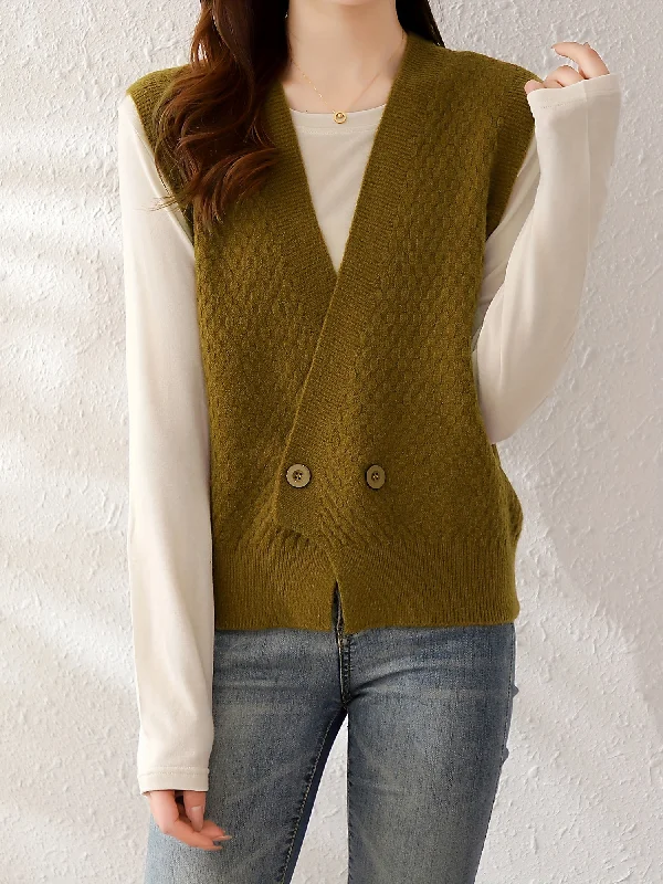Can't Resist Sixsr Solid Button Front Vest, Vintage V Neck Sleeveless Vest, Women's Clothing Can't Resist Sixsr Solid Button Front Vest, Vintage V Neck Sleeveless Vest, Women's Clothing