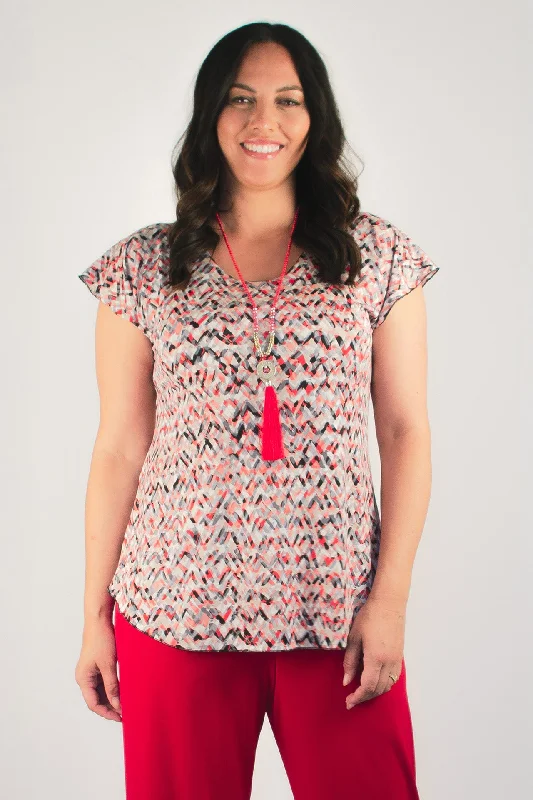 Final Clearance Points Print Short Sleeve Jersey Top