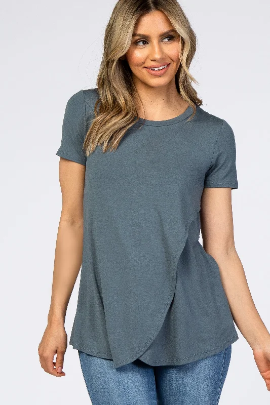 Exclusive Weekend Offers Inside Dark Teal Layered Wrap Front Nursing Top
