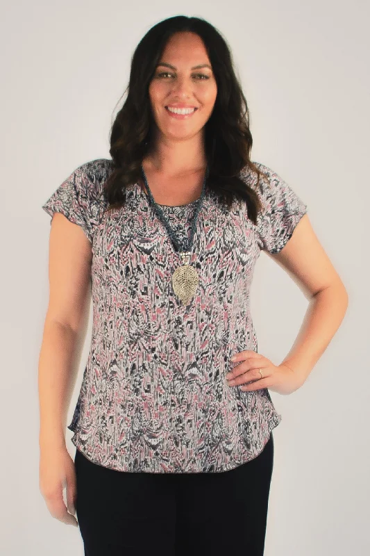 Weekend Savings Galore Gravel Print Short Sleeve Jersey Top