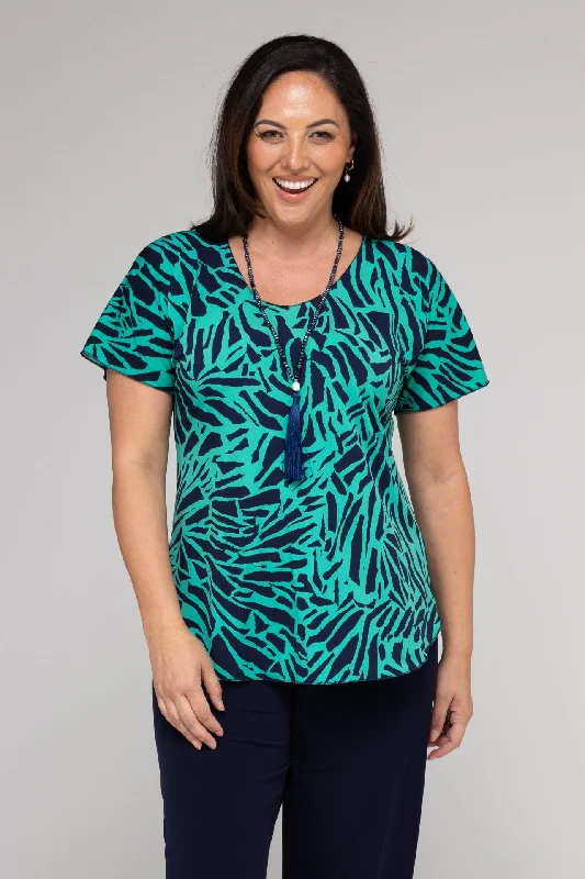 Weekend Discounts Worth Grabbing Shard Print Longer Sleeve Jersey Top