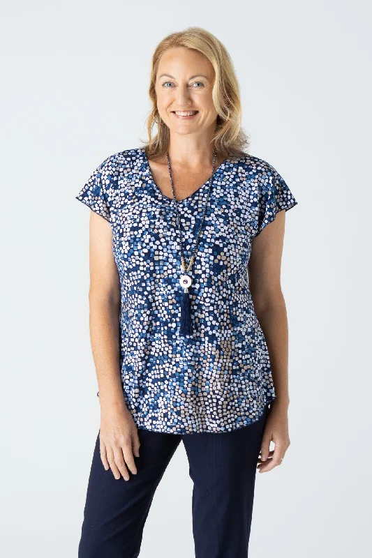 Instant Deal Pebbles Print Short Sleeve Jersey Top