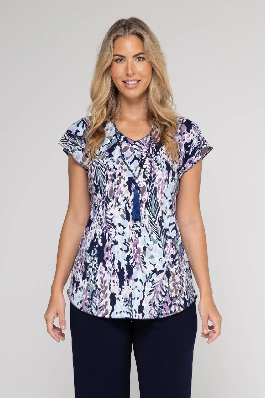 Special Buy Lavender Print Short Sleeve Jersey Top