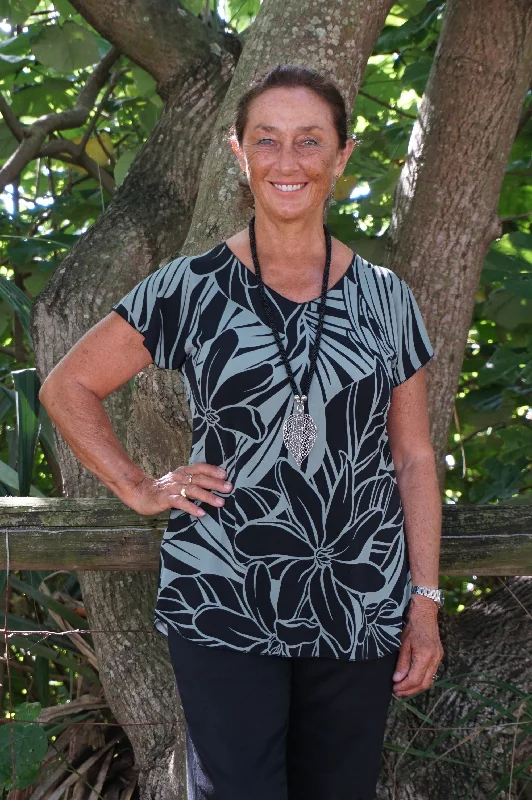 Super Bargain Sage Print Short Sleeve Jersey Top