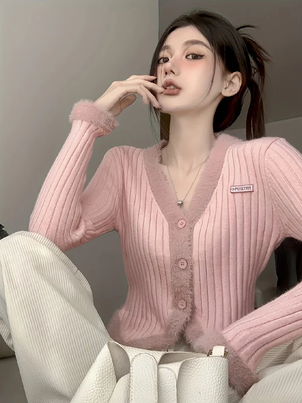 Weekend Deals That Wow Sixsr Y2K Button Front Knit Cardigan, Elegant Long Sleeve Outwear For Spring & Fall, Women's Clothing Weekend Deals That Wow Sixsr Y2K Button Front Knit Cardigan, Elegant Long Sleeve Outwear For Spring & Fall, Women's Clothing