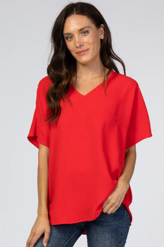 Weekend Deal Red Short Sleeve Blouse