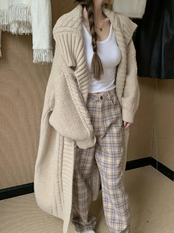 Weekend Bargains Just for You Sixsr Solid Open Front Collared Knit Cardigan, Elegant Long Sleeve Long Length Sweater Coat, Women's Clothing Weekend Bargains Just for You Sixsr Solid Open Front Collared Knit Cardigan, Elegant Long Sleeve Long Length Sweater Coat, Women's Clothing