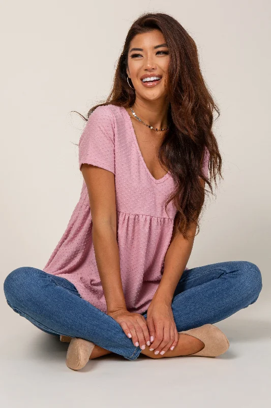 Weekend Specials to Grab Mauve Swiss Dot Peplum Top