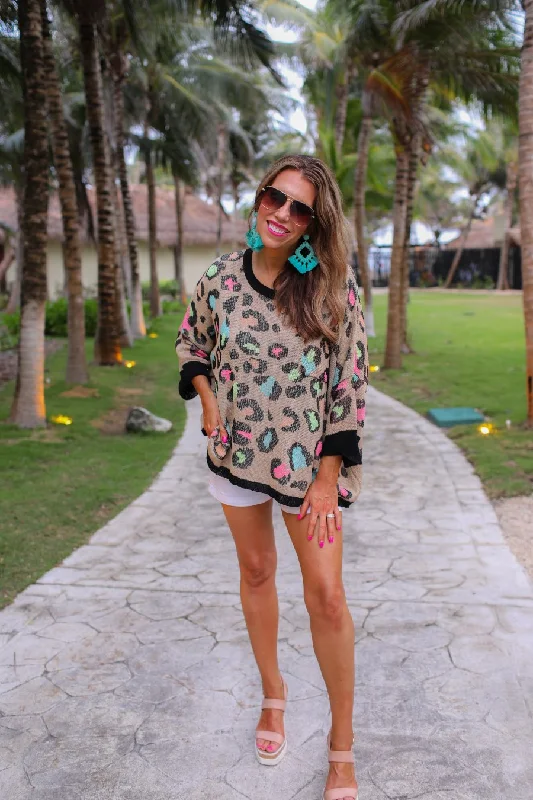 Buy Today Charleston Colorful Leopard Lightweight Sweater