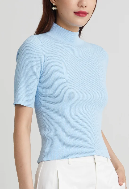 Weekend Price Cuts Galore Modern Ribbed High Neck Top
