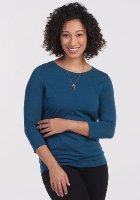 Weekend Offers That Excite Jenny 3/4 Sleeve Crew Neck - Real Teal
