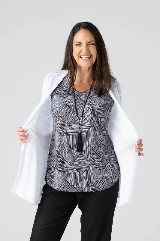 Value Deals Lines Print Short Sleeve Jersey Top