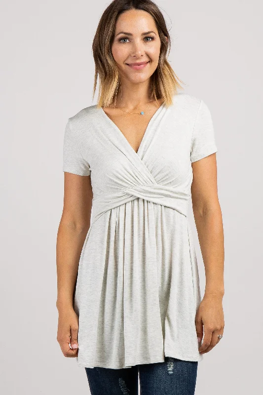 Weekend Specials to Love PinkBlush Beige Draped Front Nursing Top