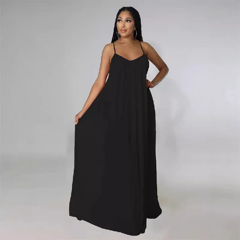 Weekend Discounts Worth Grabbing SIXSR T9702 2025 fashion summer comfortable casual sleeveless chiffon suspender dress women's solid color Weekend Discounts Worth Grabbing SIXSR T9702 2025 fashion summer comfortable casual sleeveless chiffon suspender dress women's solid color