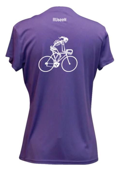 Weekend Offers That Thrill Women's Reflective Short Sleeve Shirt - Female Road Bike Skeleton
