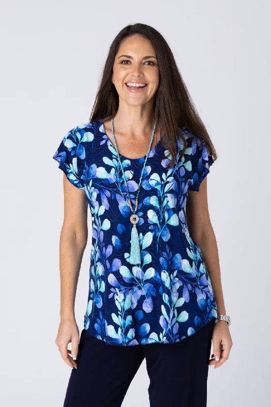 Weekend Deals That Sizzle Willow Print Short Sleeve Jersey Top