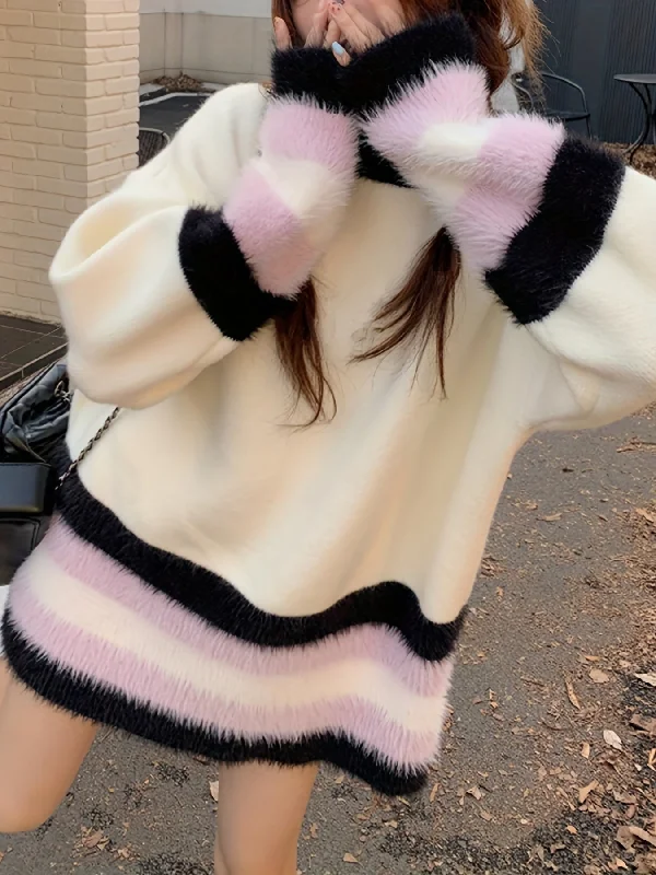 Weekend Deals to Make You Happy Sixsr Color Block Drop Shoulder Sweater, Casual Long Sleeve Sweater For Fall & Winter, Women's Clothing Weekend Deals to Make You Happy Sixsr Color Block Drop Shoulder Sweater, Casual Long Sleeve Sweater For Fall & Winter, Women's Clothing