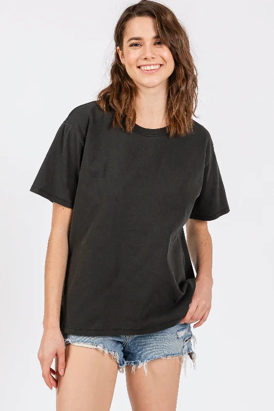 Top Pick Charcoal Short Sleeve Top