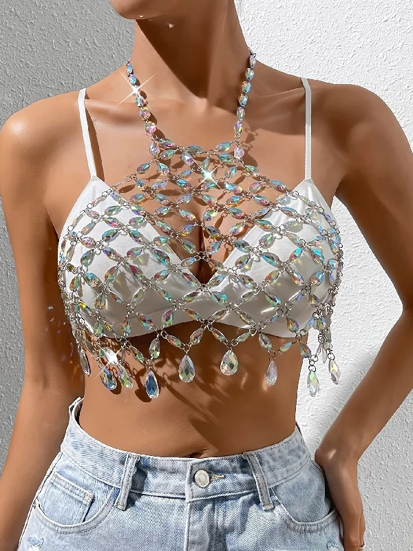 Overstock Sale Sixsr Cutout Rhinestone Halter Crop Top, Casual Summer Sleeveless Top, Women's Clothing Overstock Sale Sixsr Cutout Rhinestone Halter Crop Top, Casual Summer Sleeveless Top, Women's Clothing