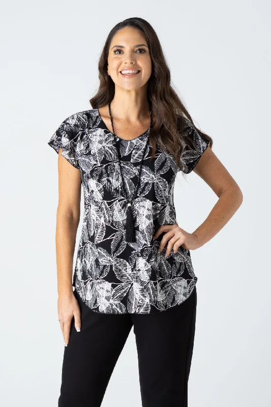 Crazy Deal Fossil Print Short Sleeve Jersey Top