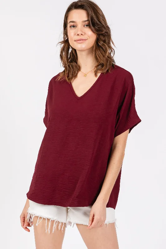 Best Choice Merlot Short Sleeve Blouse