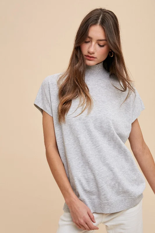 Weekend Deals That Spark Heather Grey Mock Neck Knit Top