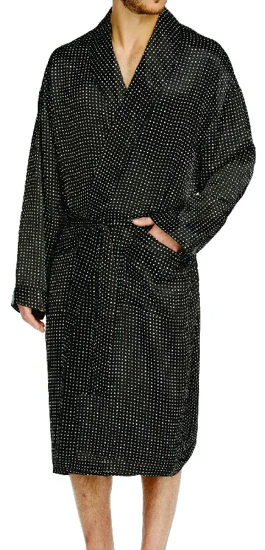 Polka Dot Silk Charmeuse Shawl Robe