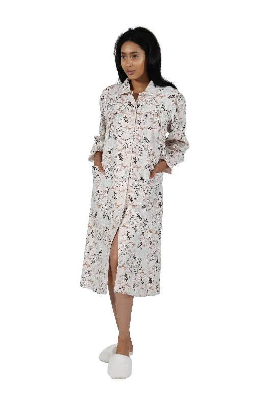 Weekend Shopping Extravaganza 100% Cotton Flannel Snap Front House Dress