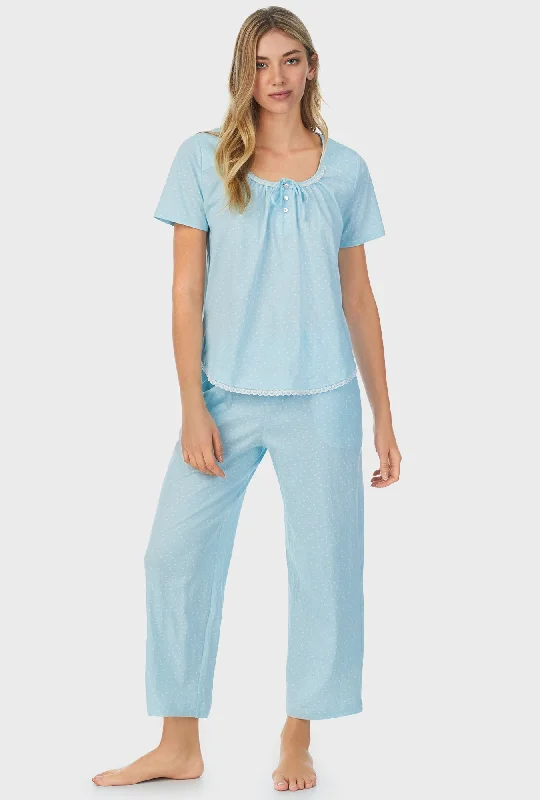 Weekend Offers You Can't Ignore Aqua Dots Capri Pajama Set