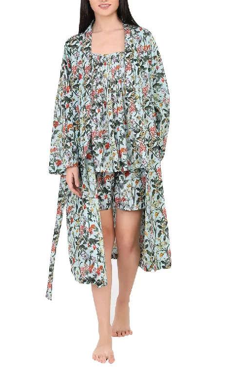 Arabella Sonia Cotton Robe in Blue/Green Vibrant Floral MD-75F5