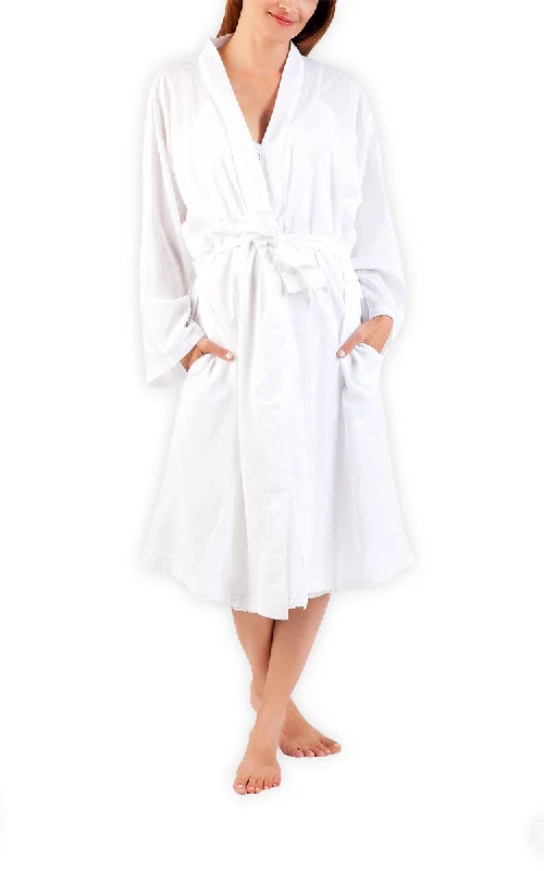 Arabella Sonia Cotton Robe in White Hailspot MD-74