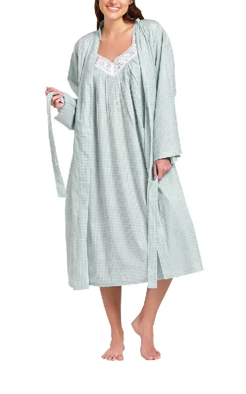 Arabella Sonia Cotton Robe in Mint Gingham MD-75CB