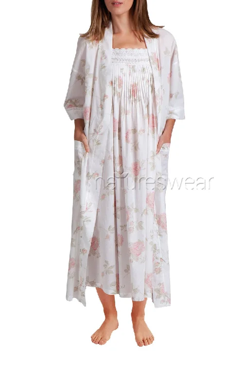 Weekend Specials to Love Arabella Sonia Cotton Robe in White and Floral MD-75F1