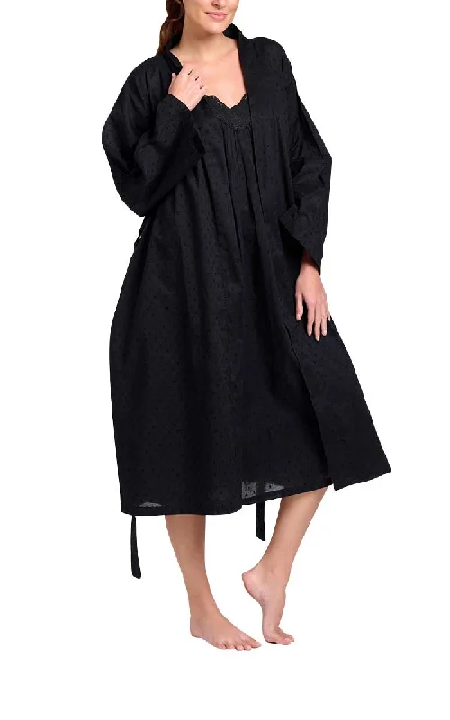 Arabella Sonia Cotton Robe in Black Hailspot MD-74BK