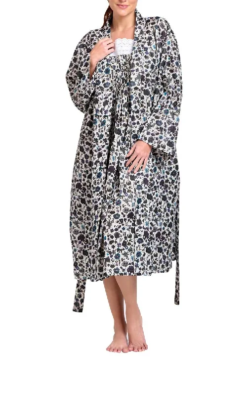 Arabella Sonia Cotton Robe in Black Multicolour Floral MD-75K