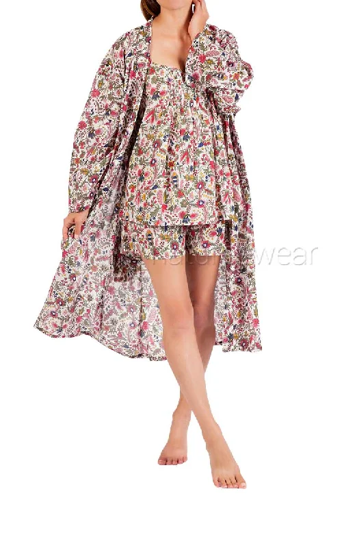 Arabella Sonia Cotton Robe in Pink Multicolour Floral MD-75V