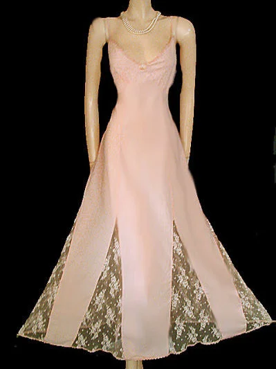 Low Price *RARE CLAIRE PETTIBONE COTTON & LACE PANELS NIGHTGOWN IN ANTIQUE PEACH
