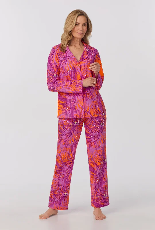 Weekend Bargains Await You BedHead x Trina Turk Fuji Mums Women's Long Sleeve Classic Stretch Jersey PJ Set Weekend Bargains Await You BedHead x Trina Turk Fuji Mums Women's Long Sleeve Classic Stretch Jersey PJ Set