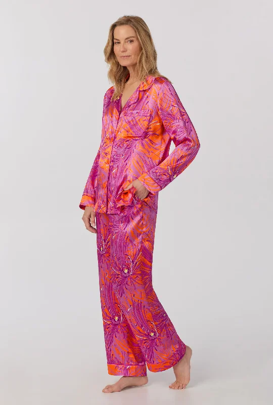 Weekend Savings Delight Bedhead x Trina Turk Fuji Mums Long Sleeve Classic Washable Silk PJ Set