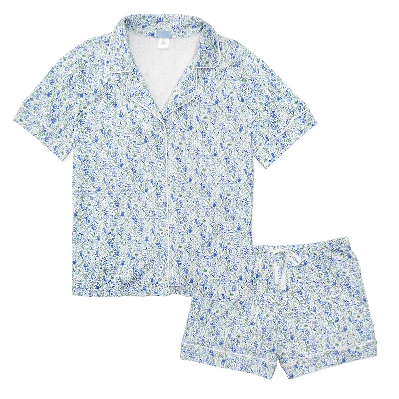 Birth Flowers Women’s Button Polo Short Pajama Set