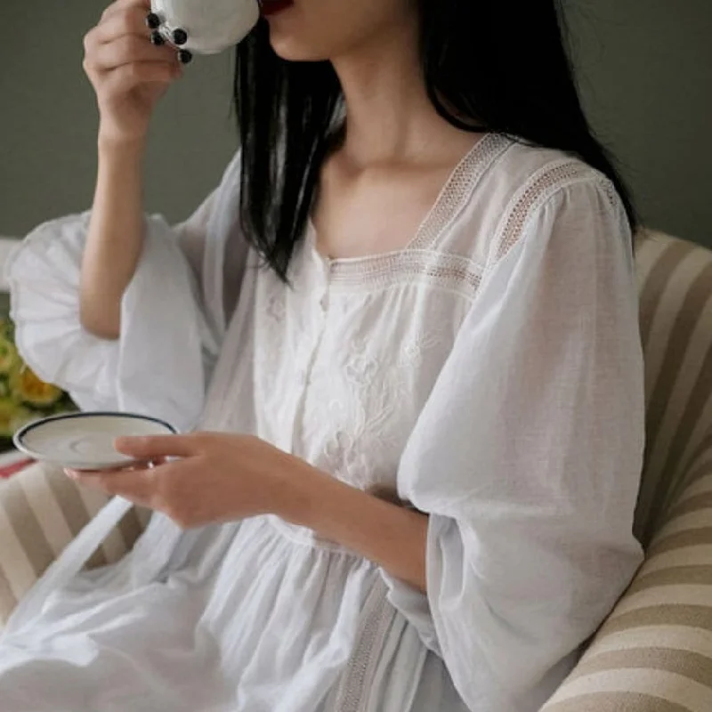Weekend Shopping Extravaganza Pretty in Blue, Cotton Nightgown, M-XL