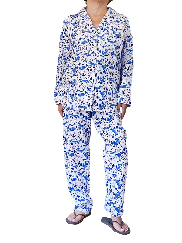 Super Bargain Blue Fox Flannel Pajama Set